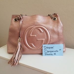 Gucci Metallic Pink Pebbled Medium Soho Japan Xclv
